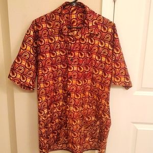 Vintage Men's L/XL (no tags) Tiki shirt bark cloth batik 50s style bohemian